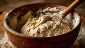 sticky dough in bowl