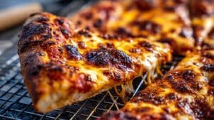 sourdough discard pizza slice