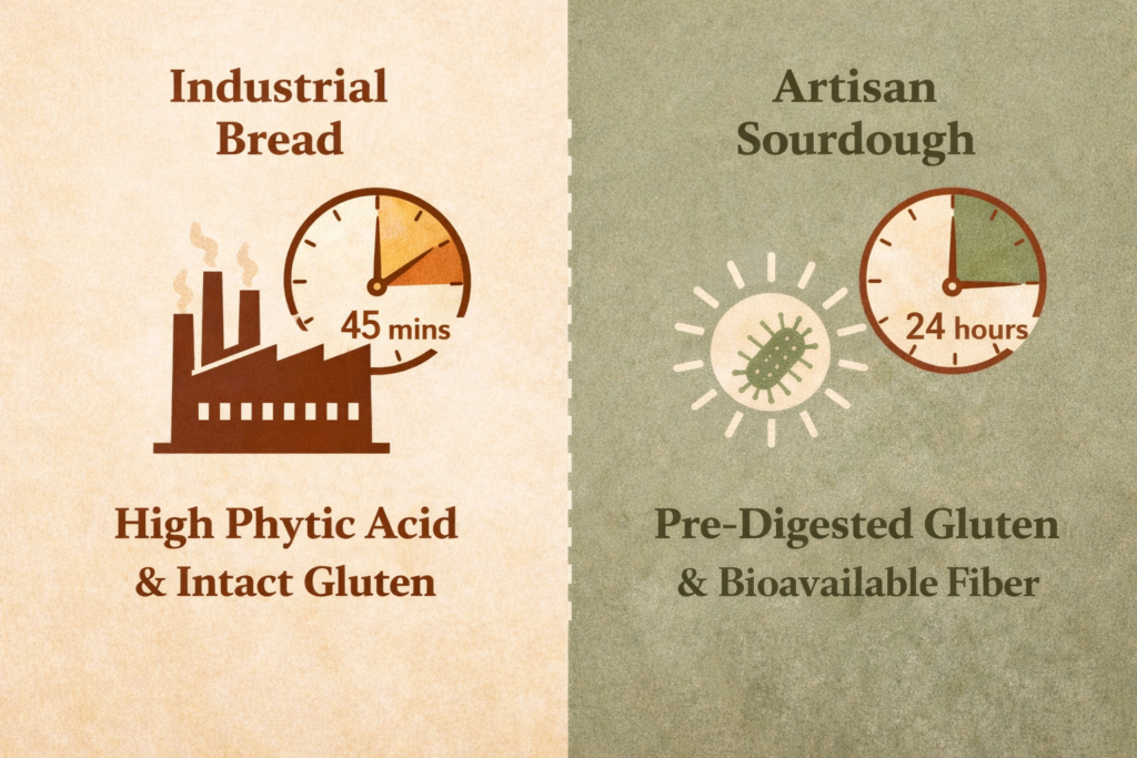 Comparison of industrial bread vs sourdough fermentation for gut health