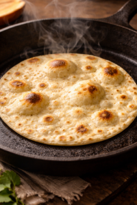 hot, dry skillet, cast iron cooking tortilla shell