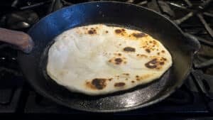 flatbread in the hot pan