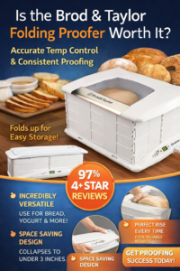 Brod and Taylor folding proofer set up on kitchen counter