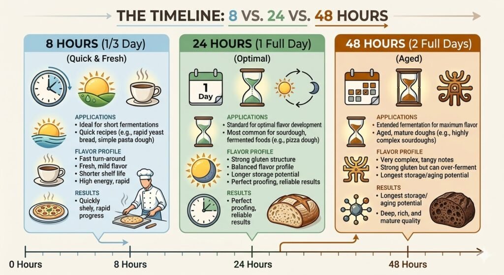The Timeline: 8 vs 24 vs 48 hours cold proofing sourdough