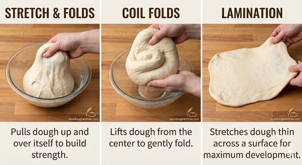 A baker is scattering fresh rosemary and toasted pumpkin seeds evenly across the surface of the dough.