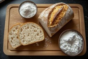 does sourdough bread have fiber — sliced sourdough loaf with whole wheat and white flour showing fiber content difference