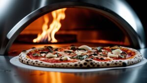 Neapolitan sourdough discard pizza being baked
