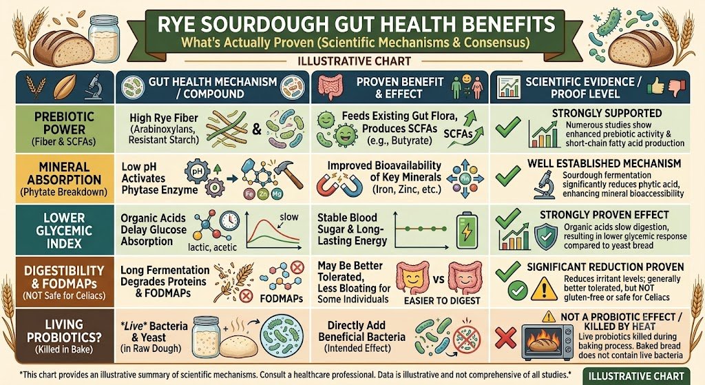 Rye Sourdough Gut Health Benefits (What's Actually Proven) chart
