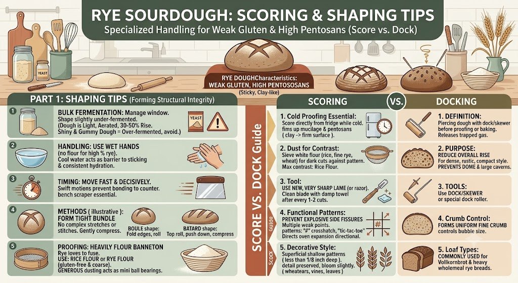 Rye Sourdough Scoring and Shaping Tips (Score vs. Dock)