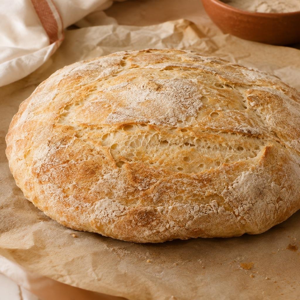 Flat spread-out sourdough loaf