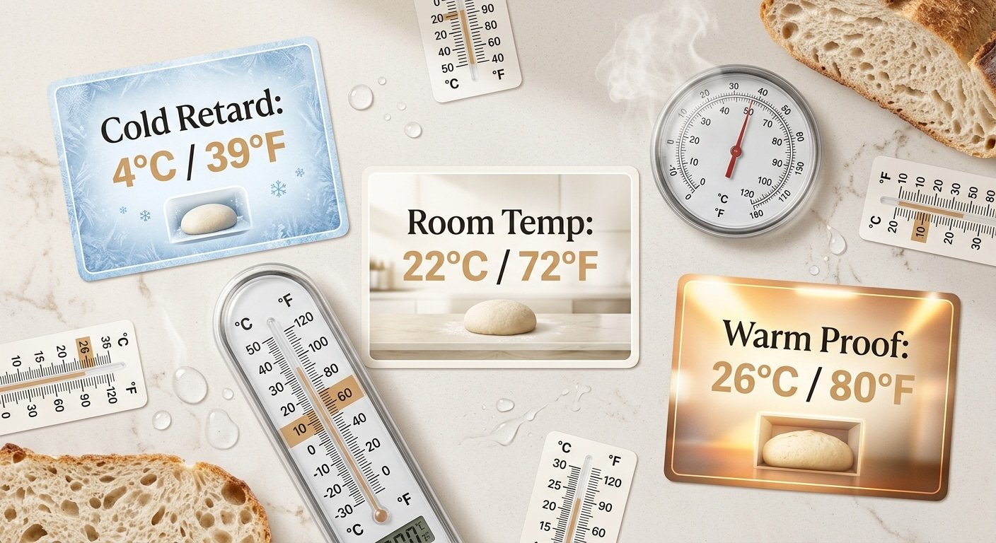 Temperature reference for cold retard, room temperature and warm proof