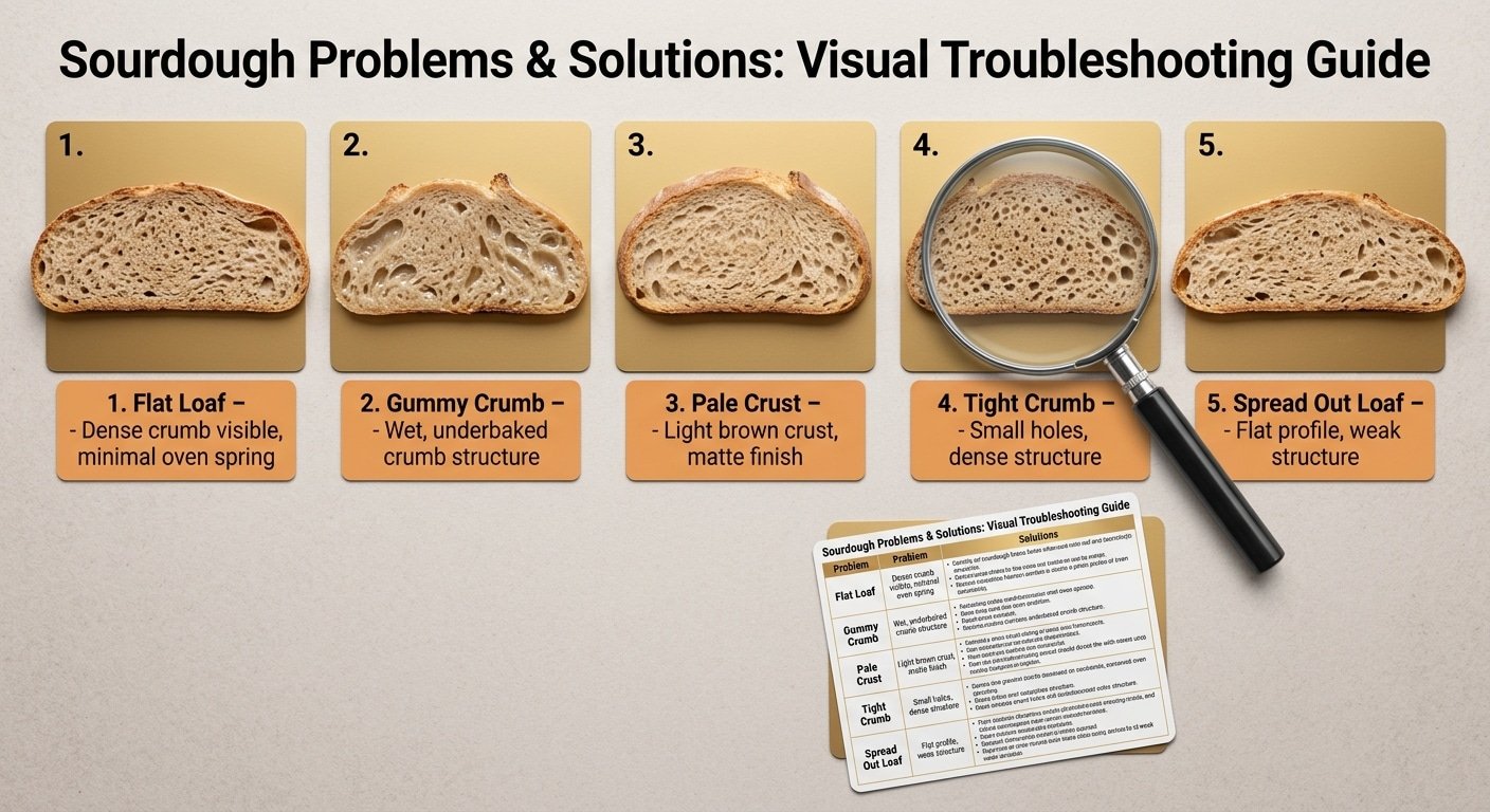 Sourdough problems and solutions visual troubleshooting chart